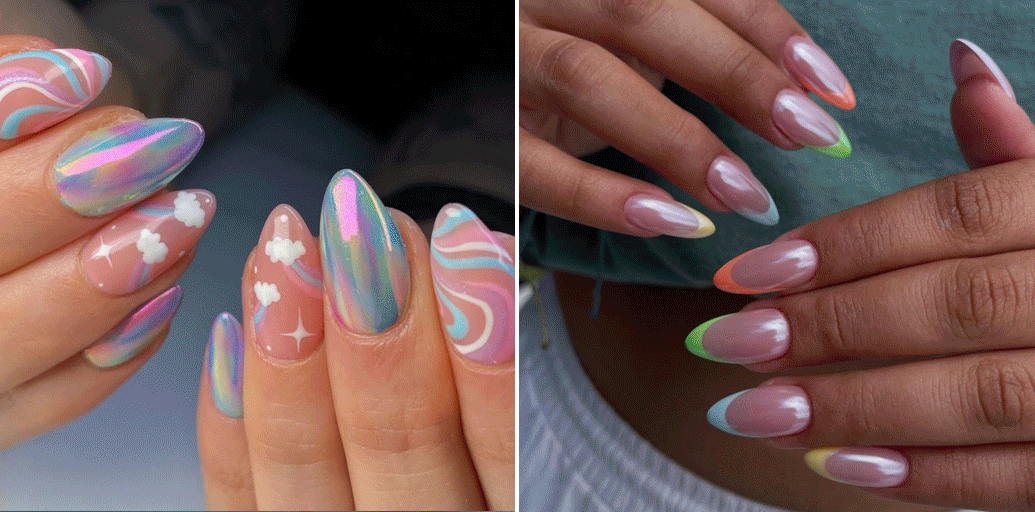 pastel chrome nails